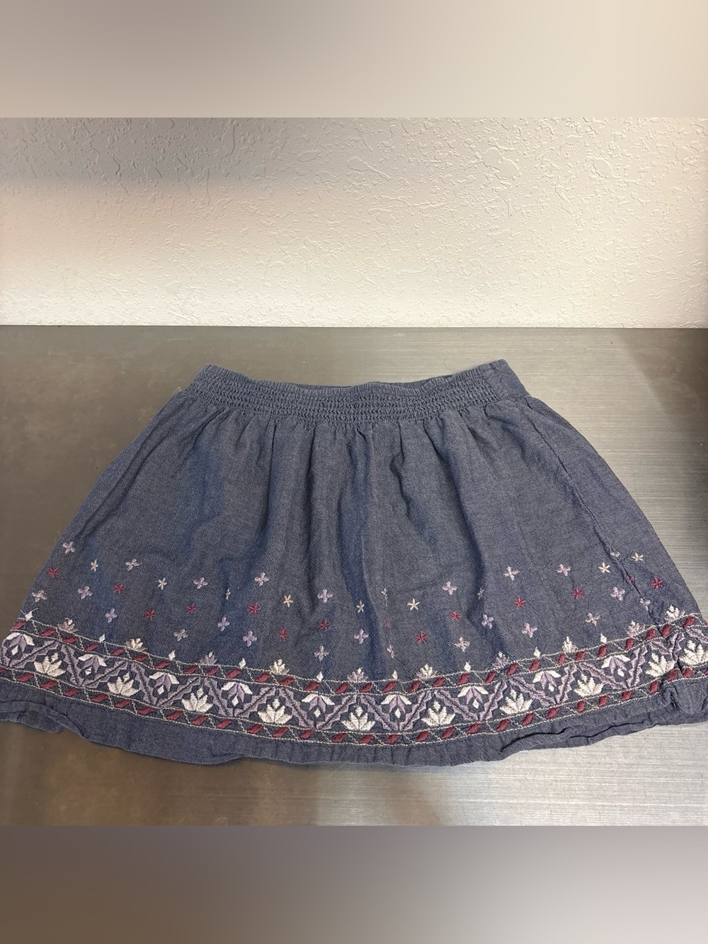 Y2K American Eagle Boho Embroidered Chambray Mini Skirt💕